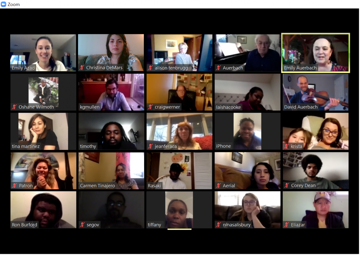 Odyssey participants and staff video conferencing
