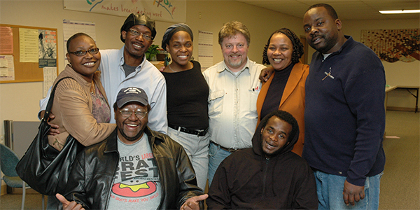 René Robinson with classmates from Odyssey Class of 2008