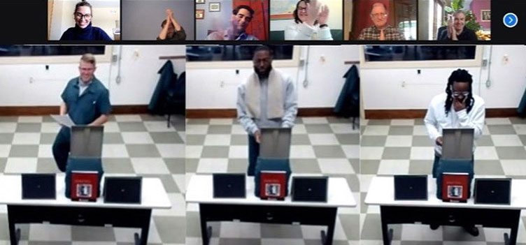 Students from English 100 tell their stories to an enthusiastic audience over Zoom