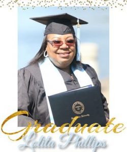 Odyssey alumn Lolita Phillips in cap and gown