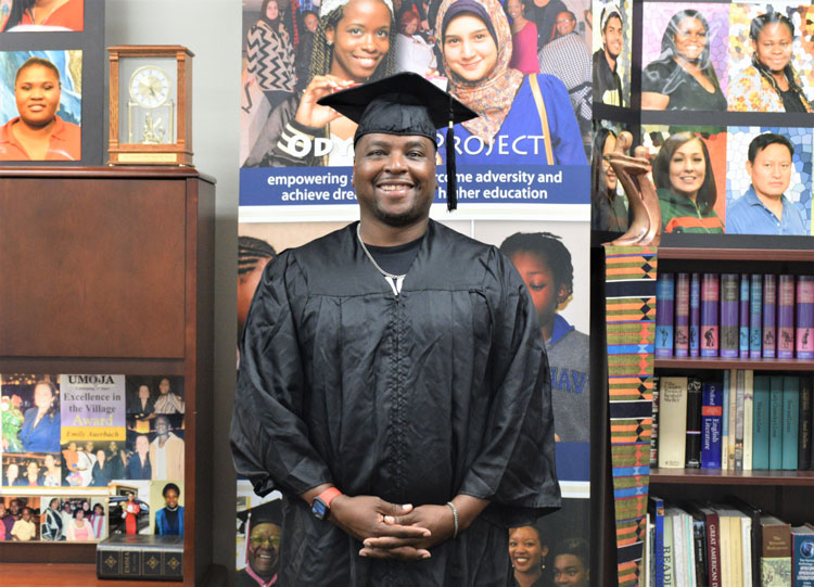 Odyssey ’04 graduate Anthony Ward in cap and gown
