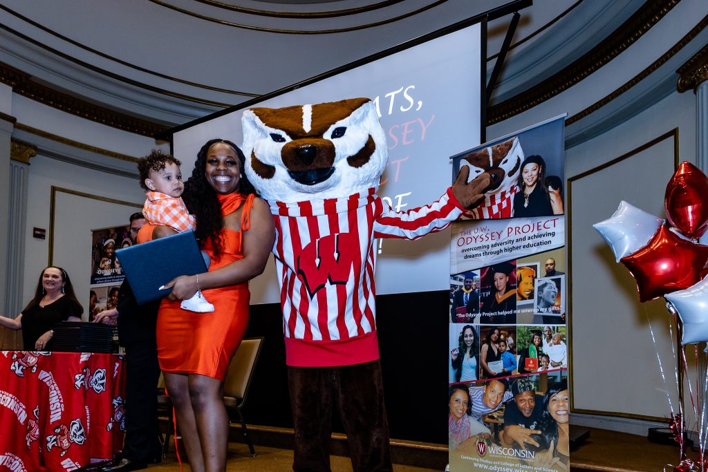 Talaisha, Kahleeh, and Bucky Badger