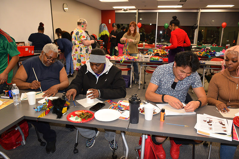 Tyrone, Curtice, Saul and Geresa working on their squares