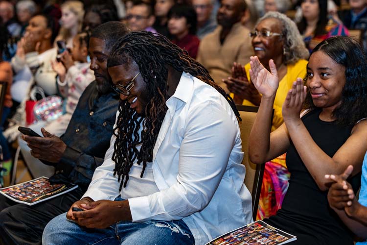 Odyssey students, staff, community members, etc, at the 2024 Odyssey graduation ceremony