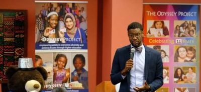 Judge Everett Mitchell speaking to odyssey students